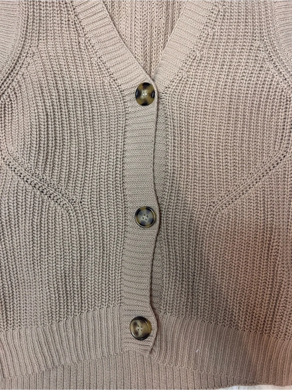 Time and Tru Taupe Knit Button-Front Vest